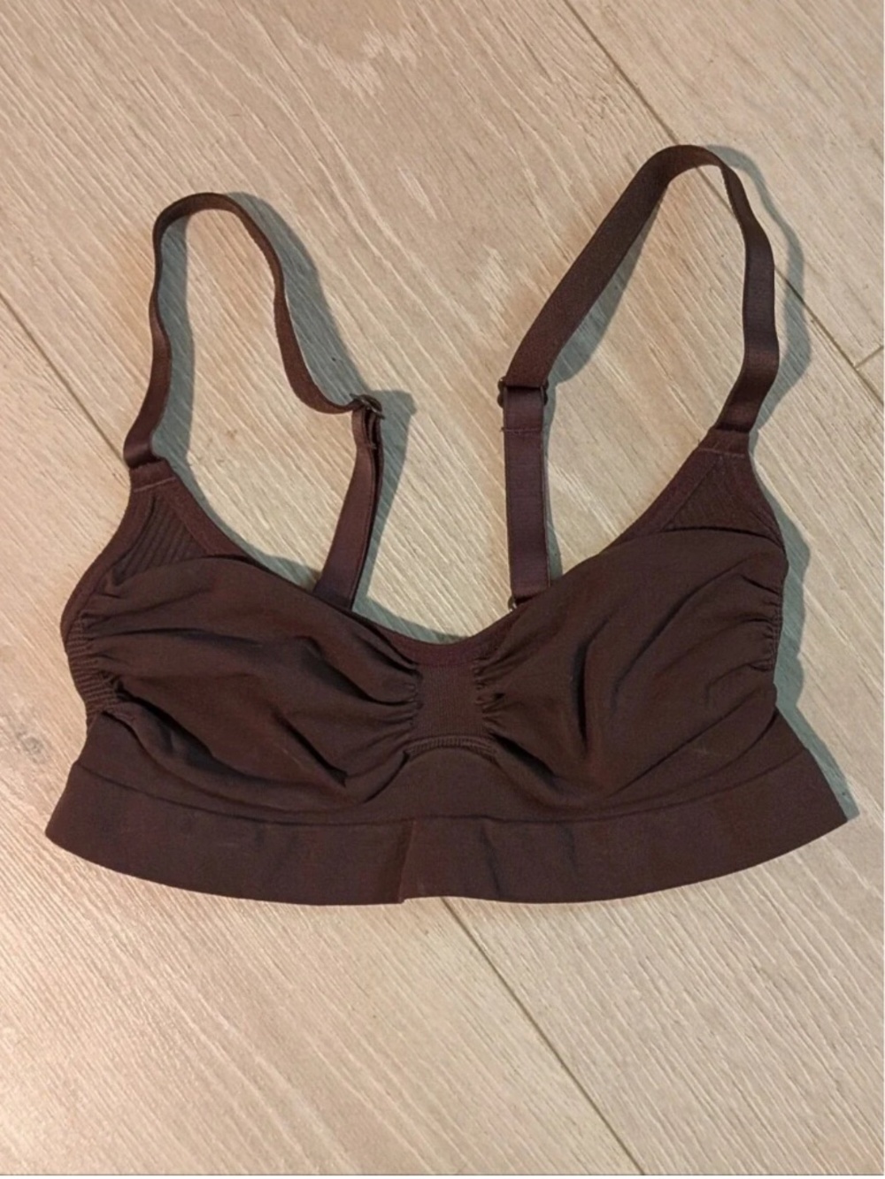 Skims Seamless Sculpt Bralette Cocoa Ruched Adjustable Straps Size Small